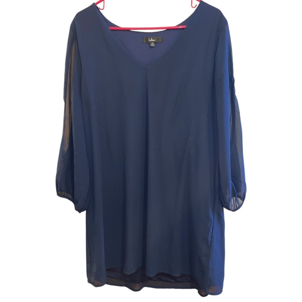 Lulus Women’s Shifting Gears Navy Blue Long Sleeve Dress - Size XL